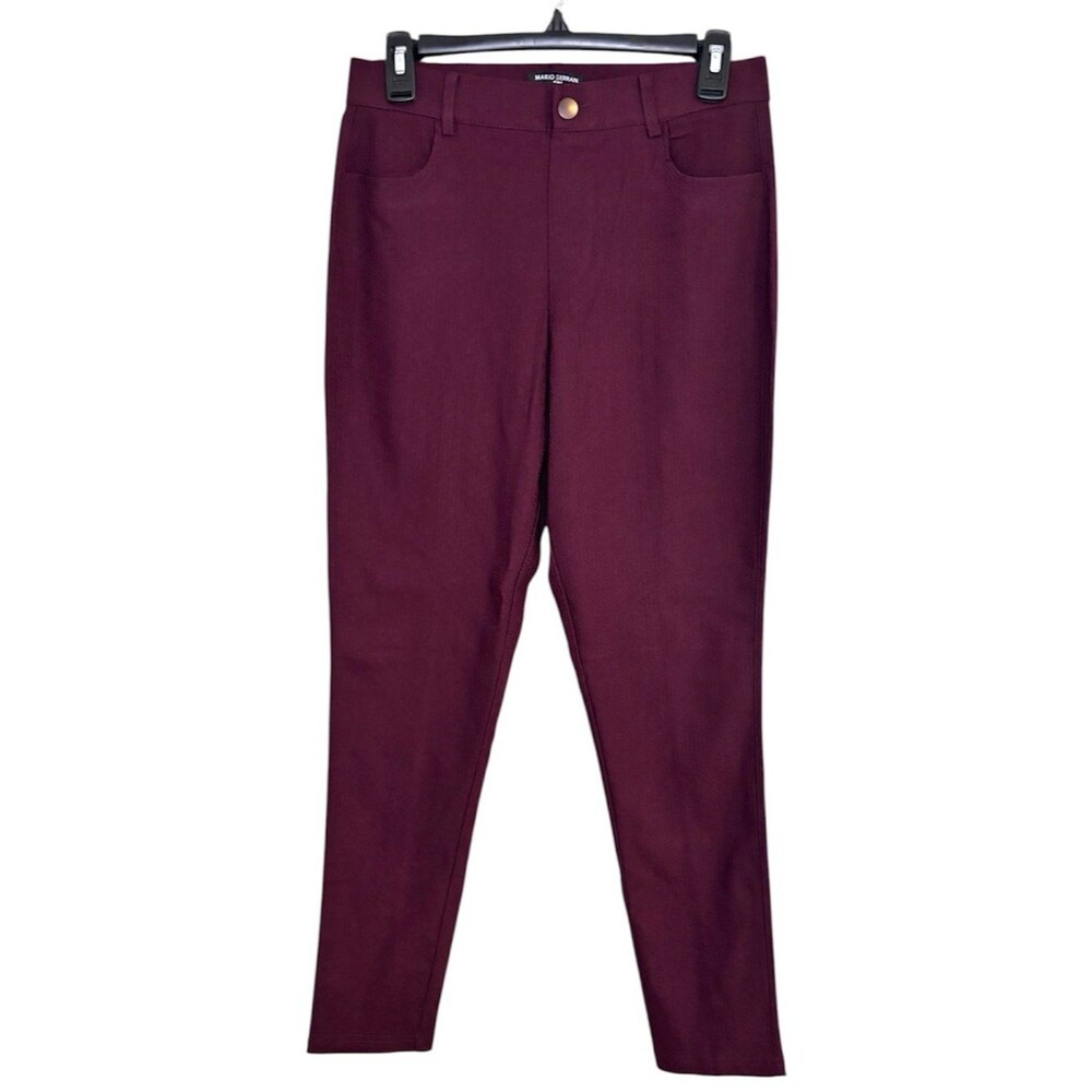 Mario Serrani Women's Skinny Pull On Pants in Deep Wine Size Small